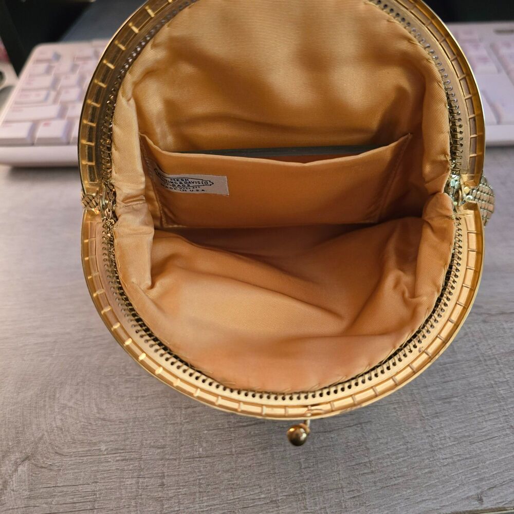 Vintage 1950s Whiting & Davis Gold Mesh Wristlet with Original Pocket Mirror - Picture 3 of 5
